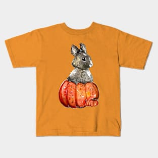 Grey Pumpkin Bunny Kids T-Shirt